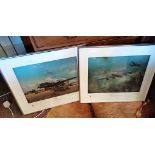 Pair of RAF pictures " Lancaster" and Halifax both signed by Arthur T Harris & Barnes Wallis ltd edt