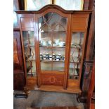 Edwardian inlaid Mahogany display cabinet 110cm with x 183cm height (some wood missing)