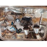 Misc Inc Silver Bangle, open glasses, jewellery & Plated Tray