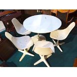 1960s Arkana Tulip table designed by Maurice Burke and 4 Arkana 105 swivel chairs