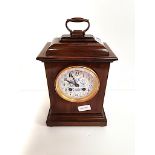 French Mahogany with porcelain face mantle Clock Pendulum no key marked Narc Paris good condition