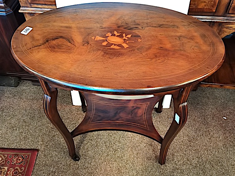 Victorian inlaid 2 tier Rosewood side table - Image 2 of 2