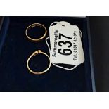 22ct Wedding Ring & 18 ct Dress Ring marked PLAT