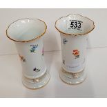 A Pair of Dresden porcelain Vases with floral decoration ex. condition