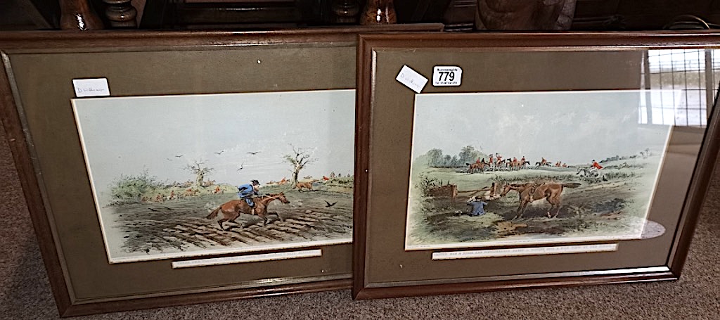 Pair of Antique Hunting Prints by HK Browne from Fore's Series 40cm H 55cm W