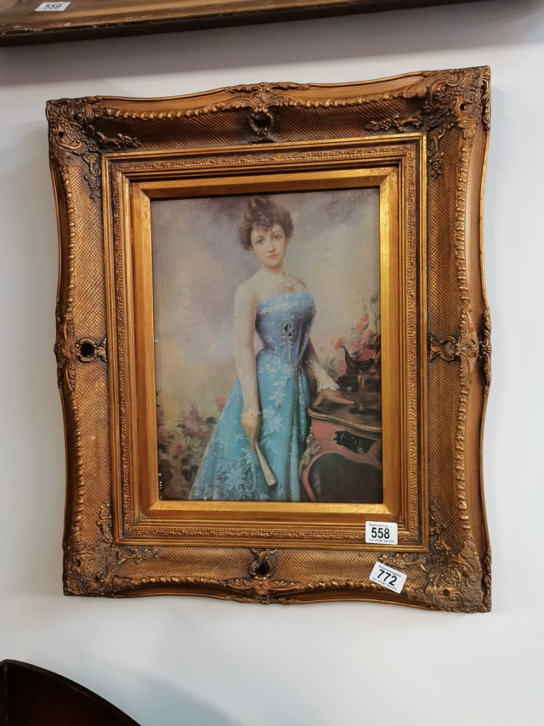 Repro picture in gilt frame of Victorian lady