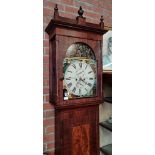 8 Day Mahogany longcased clock, painted face by Geo. Douglas, Holytown