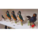 4 Goebel Kingfishers CV123 (x3) + 1 small, Blackbird 3601215