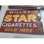 Double sided Will's Star Cigarette Enamel Sign 42cm x 28cm