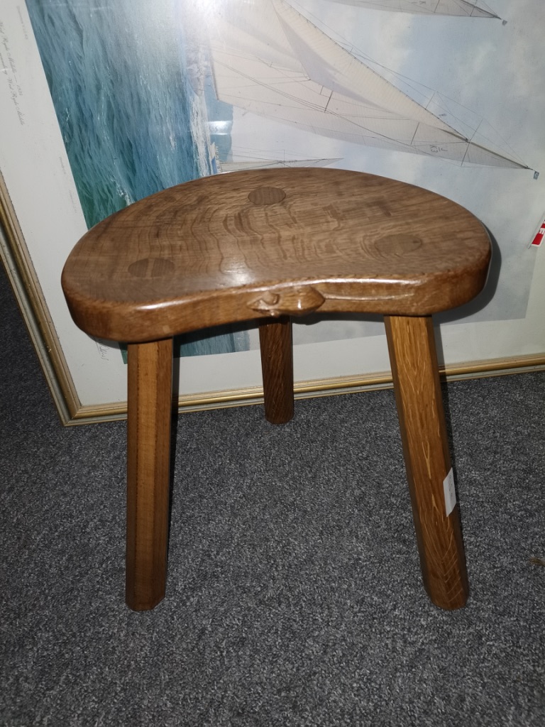 Calf Mouseman stool made in the 1980s