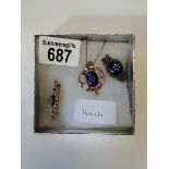 Enamel and gold necklace and brooch, etc. 9ct