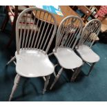 3 painted kitchen chairs