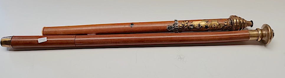 1x sword stick 58cm long with brass and crown decor. E & F HORSTER SOLINGEN GERMANY and Nazi baton - Image 5 of 5