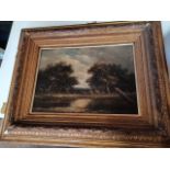Oil painting in gilt frame signed J Constable on reverse marked "J Constable Artist now J Thors"