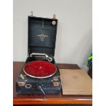 Vintage gramaphone and records