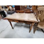 Pine kitchen table with 2 drawers