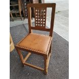 Sid Pollard Yorkshire oak lattice back chairs x 6 ( mouseman interest )