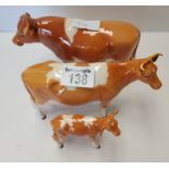 Beswick Guernsey family - Bull, Cow and Calf tiny repairs mainly to cow and calf