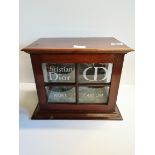 Antique Mahogany display cabinet 33cm x 27cm x 19cm with lettering marked CHRISTIAN DIOR