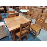 Repro oak extending dining table with 4 chairs