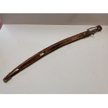 Indian Tulwar sword with velvet and brass sheath and marked India