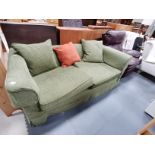 Leather chair and 2 seater green sofa