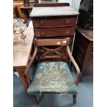 Georgian Mahogany arm chair and 6 ht chest
