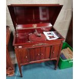 Columbia Grafonola gramophone in cabinet with records