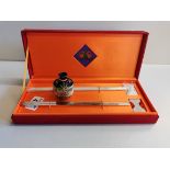 2 pairs boxed Shaghai Tang plated chopsticks and miniature vase