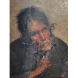 Early oil painting of a Peasant marked Rainanini 1880