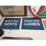 2 x British Rail metal signs "Ladies and Gents"