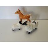 Beswick sheep, Beswick lamb and Beswick comical foal in Palomino ( Small restoration on all 3)