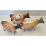2 x Guernsey Beswick bulls and Guernsey cow (minor repairs to all 3)