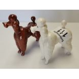 Small Beswick poodle in white satin finish plus small poodle with repair to neck