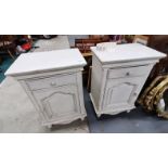 2 Cream painted bedside cabinets