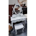 Painted grey dressing table and stool