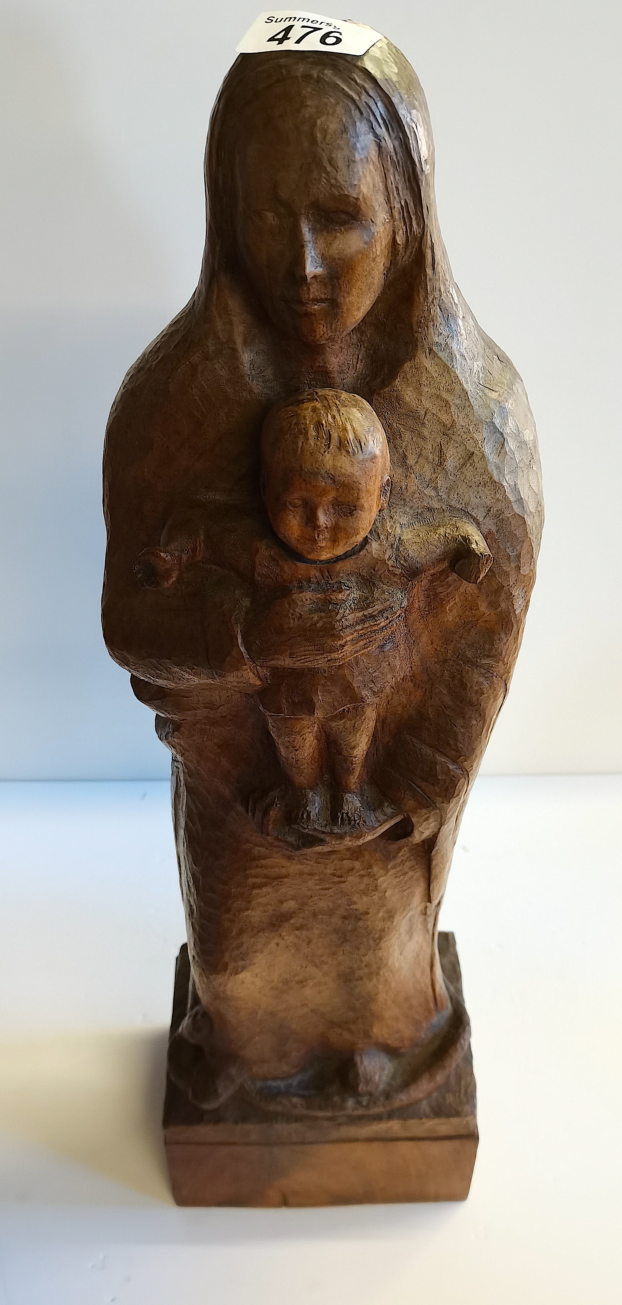 Fruit wood Mother and Child sculpted figure