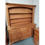 Pine dresser with rack 1.6m length x 45cm w x 1.95m ht