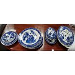 Royal Worcester blue and white dinner set (11 pces small tureen damaged)