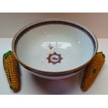 Early 29cm Bowl with coat of arms d‚cor plus 2 x china