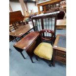 Misc. furniture - desk, drop leaf table, chair and shelves