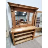 Light oak repro shelf unit and pine overmantel 121cm x 88cm