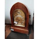 Edwardian mahogany and inlaid mantle clock