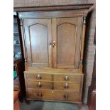 Victorian Oak linen press with fake drawers x 3