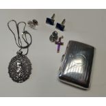 Silver 1923 case and Tiffany cufflinks etc