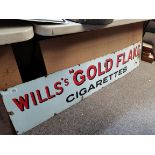 Wills Gold Flake Enamel sign 180cm x 38cm (some rusting)