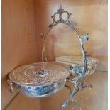 Silver plated folding serving dish VGC