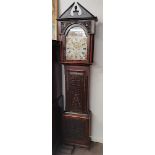 8 day long case clock by J C Elliott Blyth Early C18th, carved oak and mahogany exc. Working