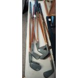 10 Hickory Shaft golf clubs