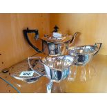 Silver plated 3 pce tea service and tea pot stand